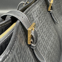 Fendi Black Zucchino Print Spalmati Shopper Tote thumbnail 3