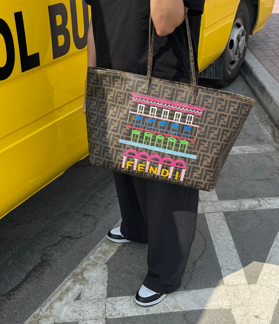 Fendi Borsa Zucca Canvas Shopper Tote